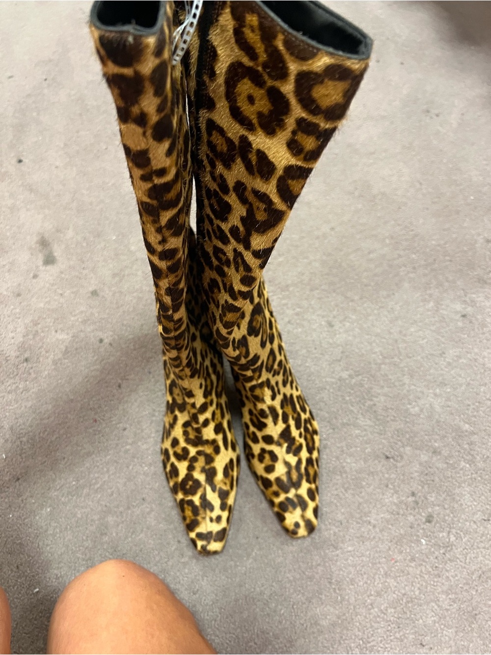 Gianni Bini Leopard-Print Knee Boots in Tan and Black - Picture 2 of 3